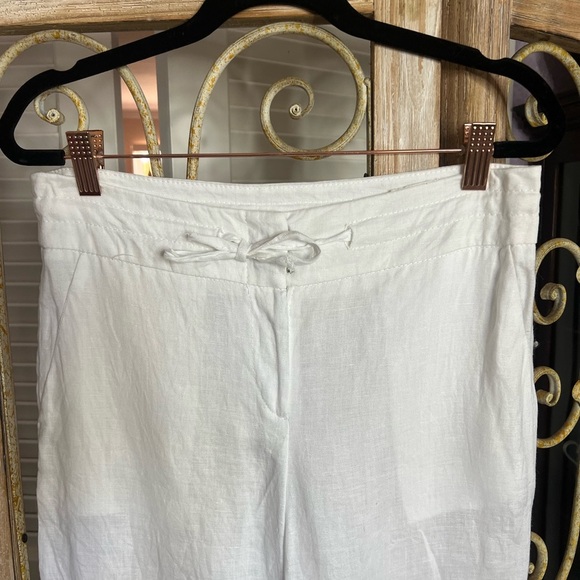 Blue Island Crisp Semi-Sheer White Linen Pants - Picture 4 of 14